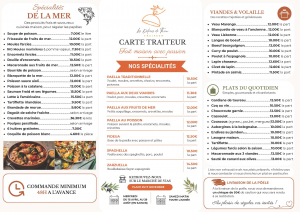 Tarifs Traiteur Délices de Thau